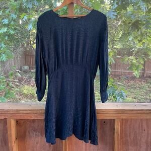 Zara Women's Teal Jacquard Long Sleeve Animal Print Dress Size M. NEW